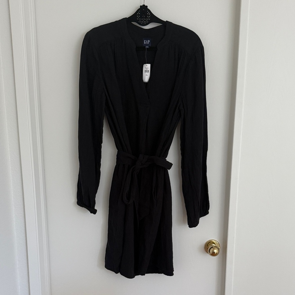 GAP Black Long Sleeve Wrap Dress